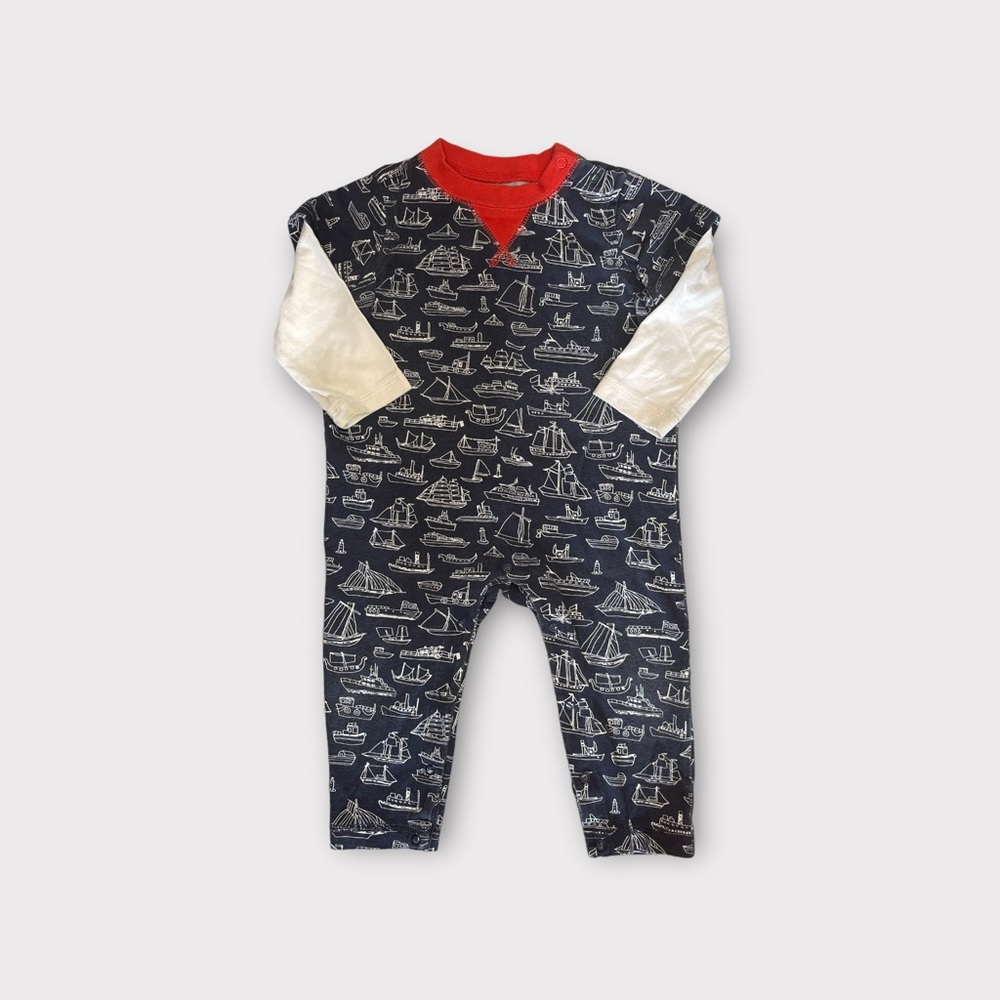 Tea Collection Boat Pattern Romper